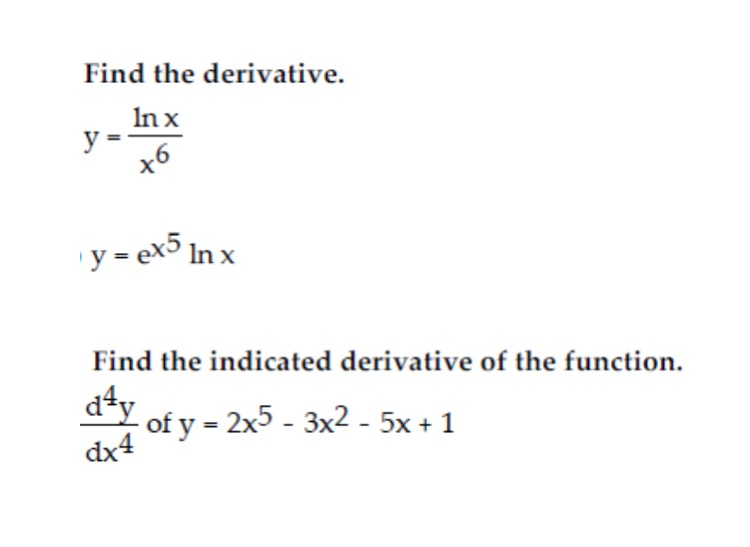 find the derivative of y e x lnx