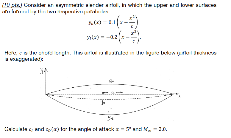 (10 pts.) Consider an asymmetric slender airfoil, in | Chegg.com