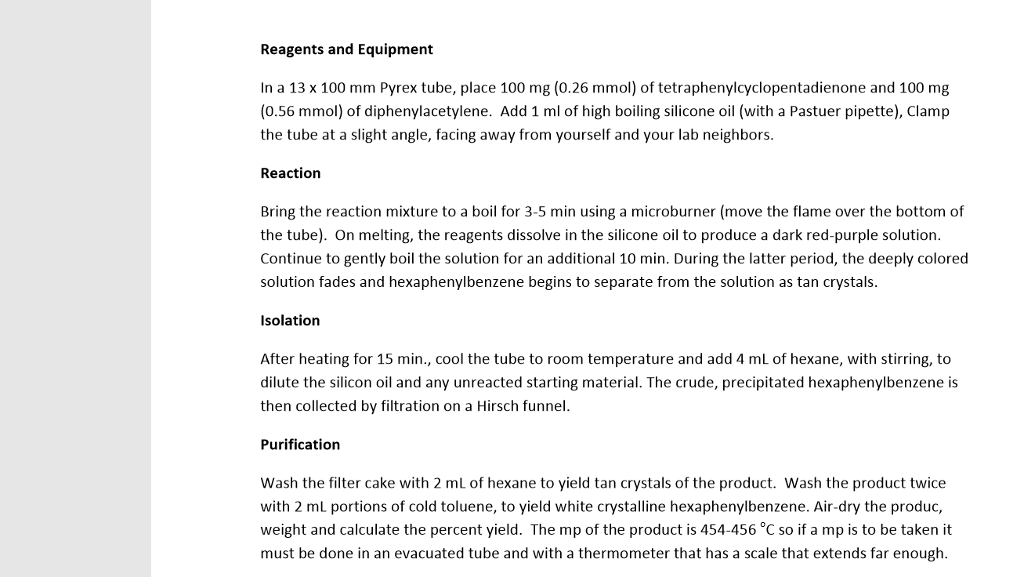 Solved Reagents and Equipment In a 13 x 100 mm Pyrex tube,