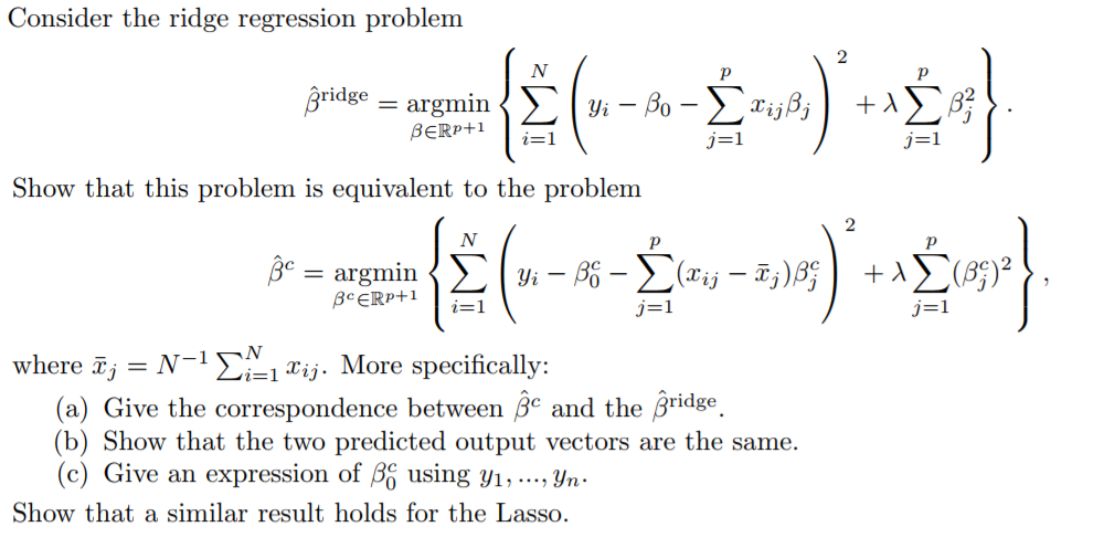 Consider the ridge regression problenm 2 = argmin | Chegg.com