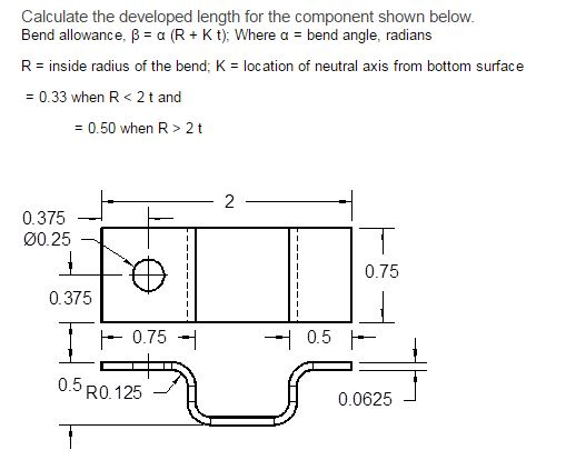 Solved Calculate the developed length for the component | Chegg.com