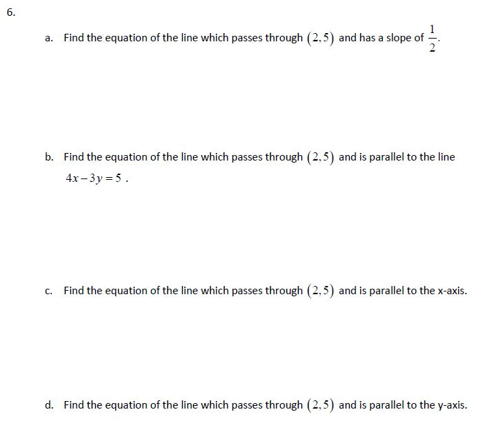 find the equation of the straight line which passes through 1 2