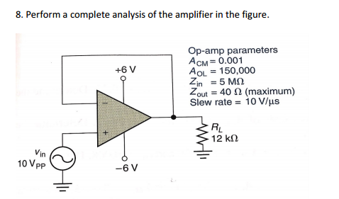 Solved Perform a complete analysis of the amplifier in the | Chegg.com