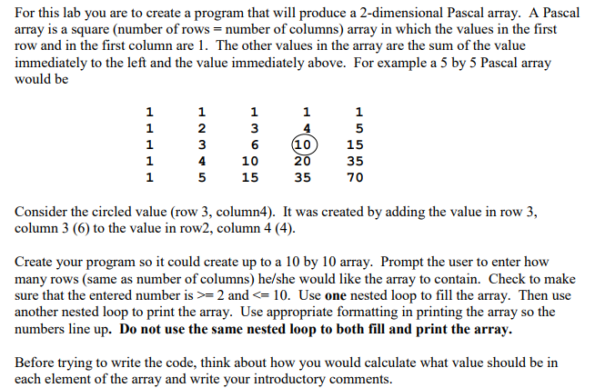 Solved For this lab you are to create a program that will | Chegg.com