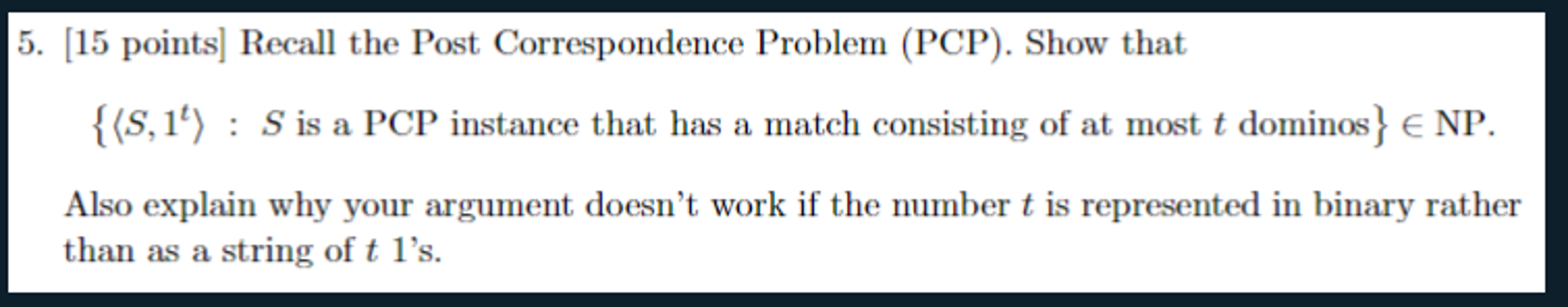 Recall the Post Correspondence Problem (PCP). Show | Chegg.com