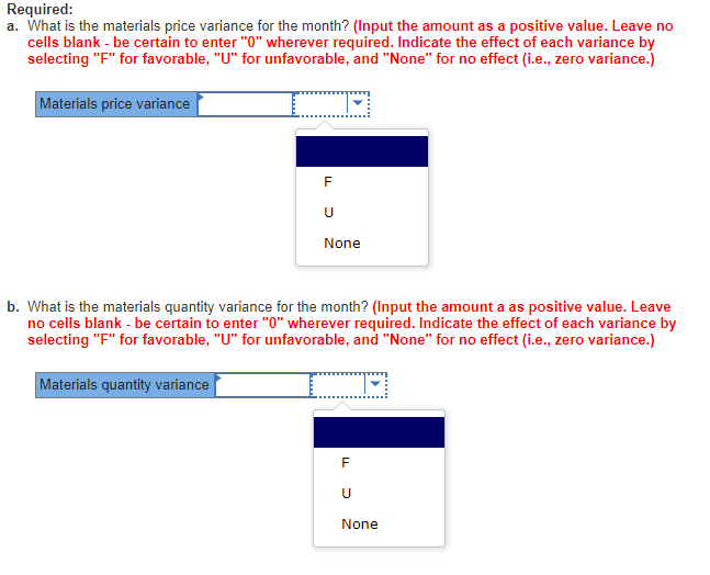 Solved Calculate Materials Price Variance and