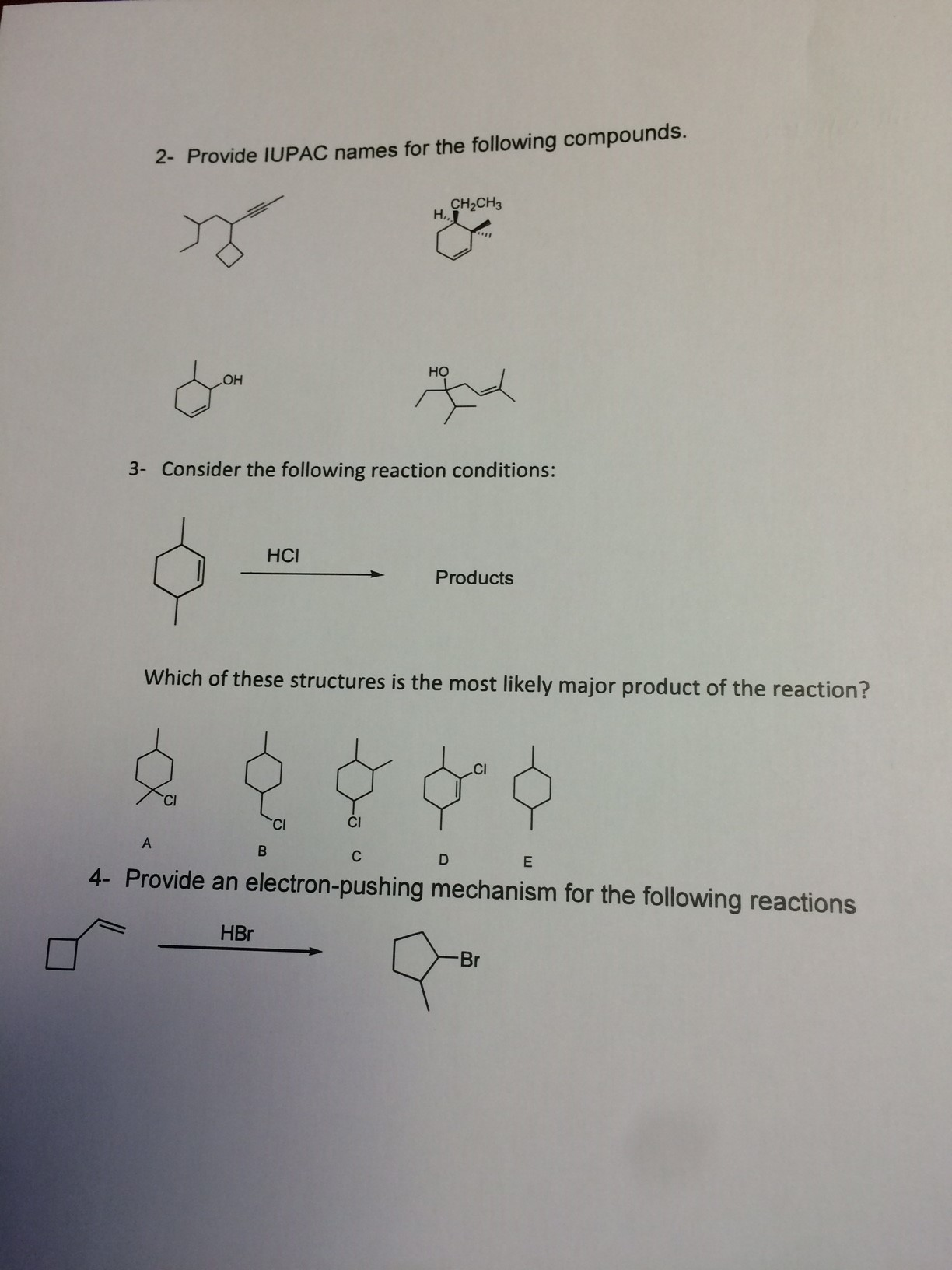 Solved Provide Iupac Names For The Following Compounds 9781