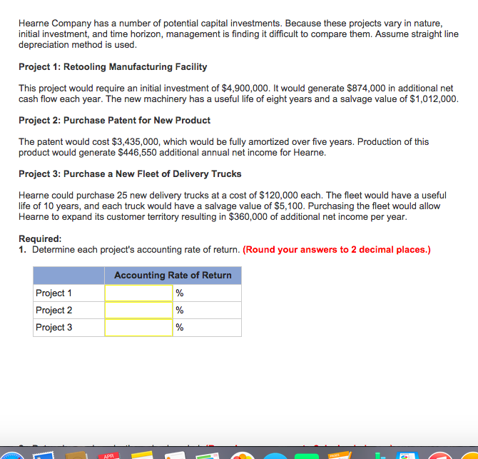 Solved Hearne Company has a number of potential capital