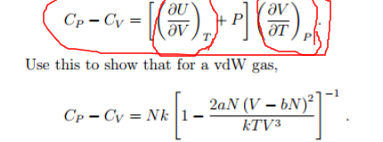 Solved CP-CV=[(partial differentiation U/ partial | Chegg.com