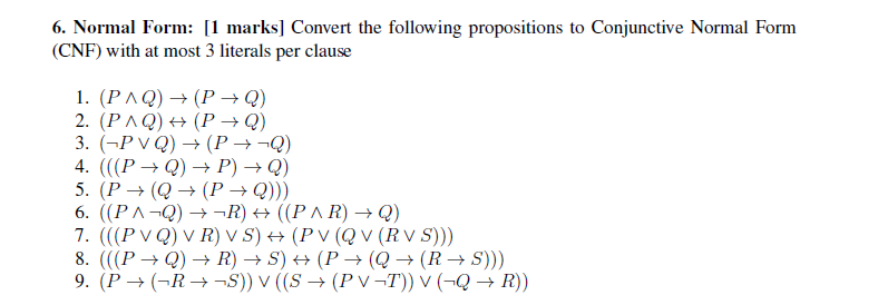 Solved 6 Normal Form Marks Convert The Following Chegg