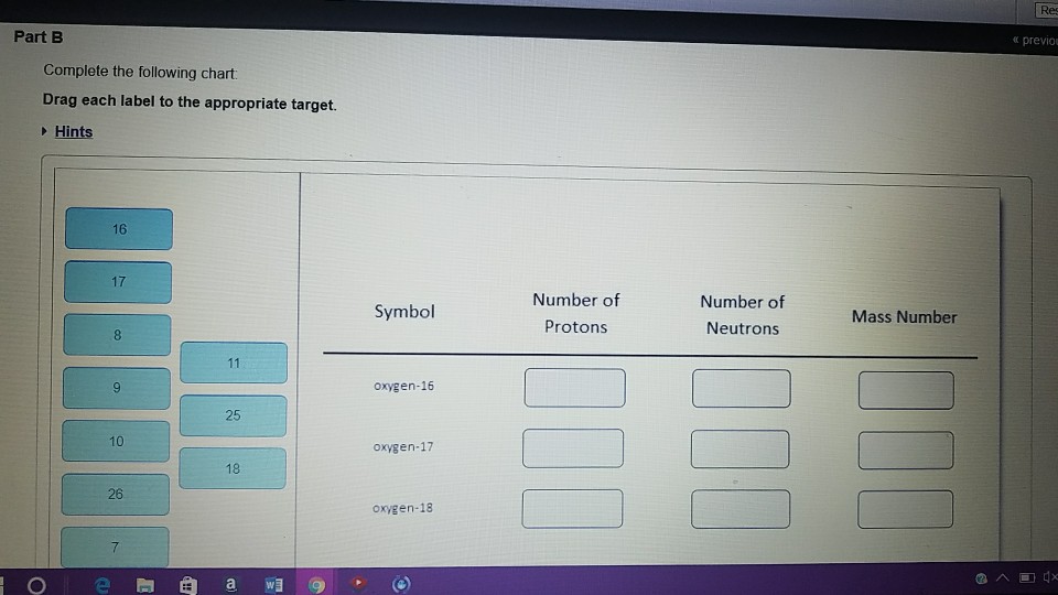 Solved Re Part B e previo Complete the following chart Drag