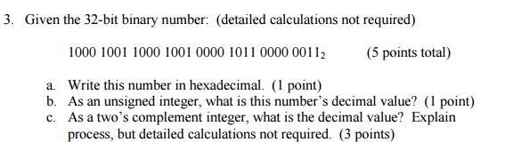 Solved 3. Given the 32-bit binary number: (detailed | Chegg.com