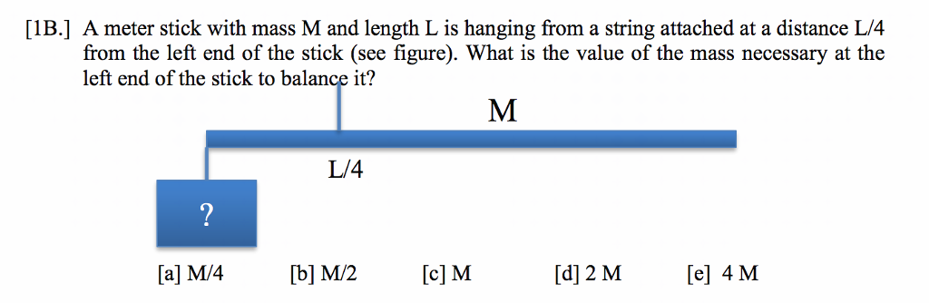 Solved [IB.] A meter stick with mass M and length L is | Chegg.com