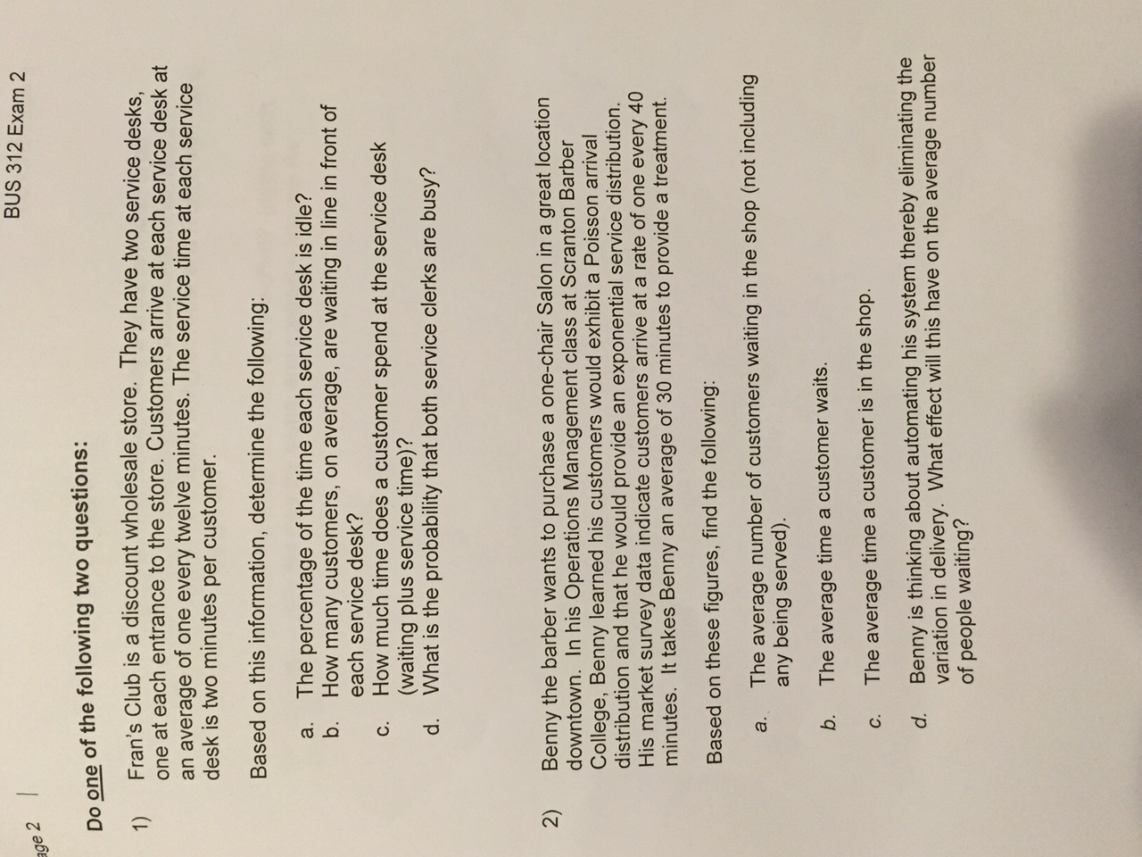 Solved Hi guys i need help on operation managment question | Chegg.com