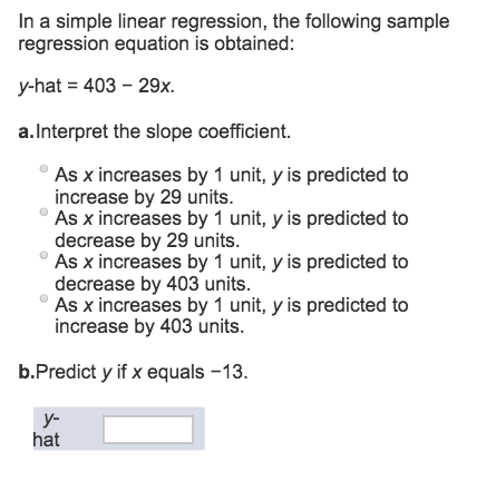 simple linear regression equation for sample