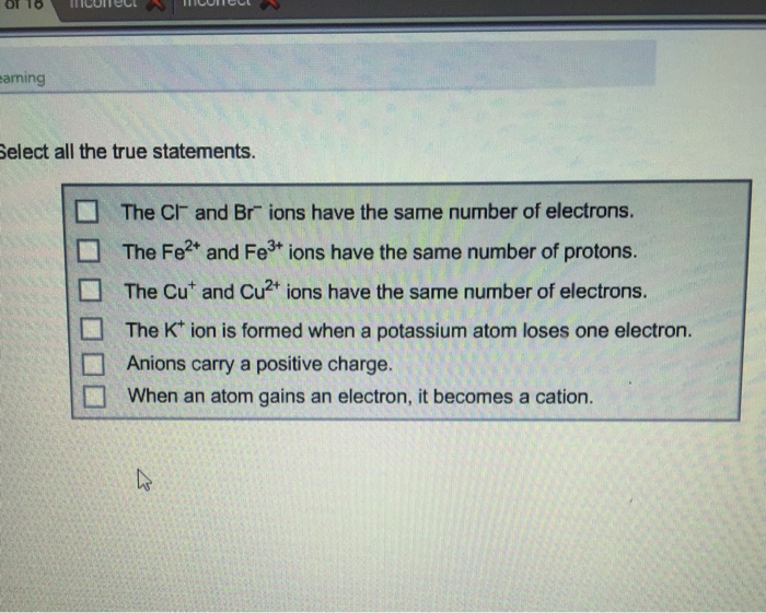 Solved Select all the true statements. The Cl^ and Br^