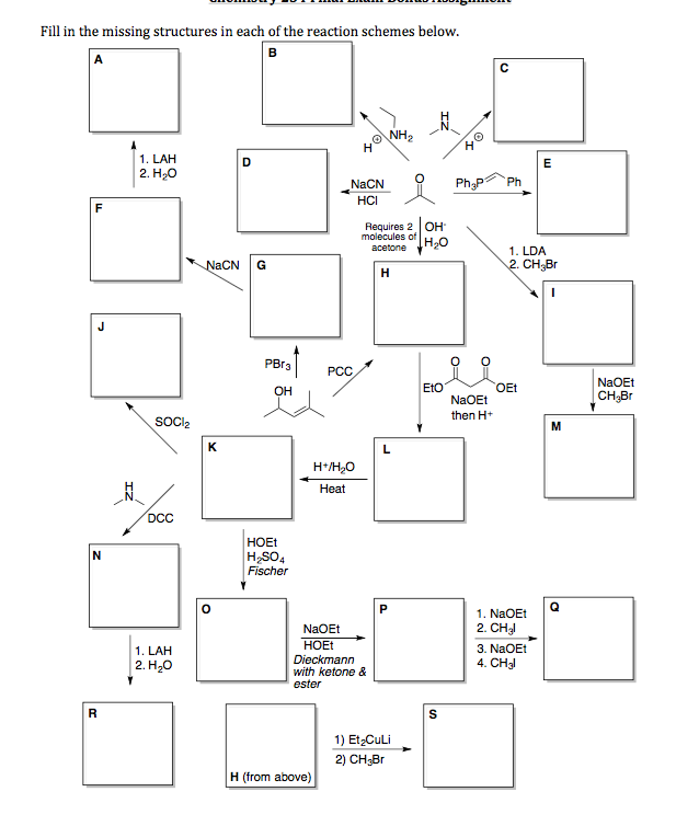 Solved Fill in the missing structures in each of the | Chegg.com