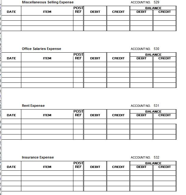 Solved: Complete A General Ledger For The Income Statement... | Chegg.com