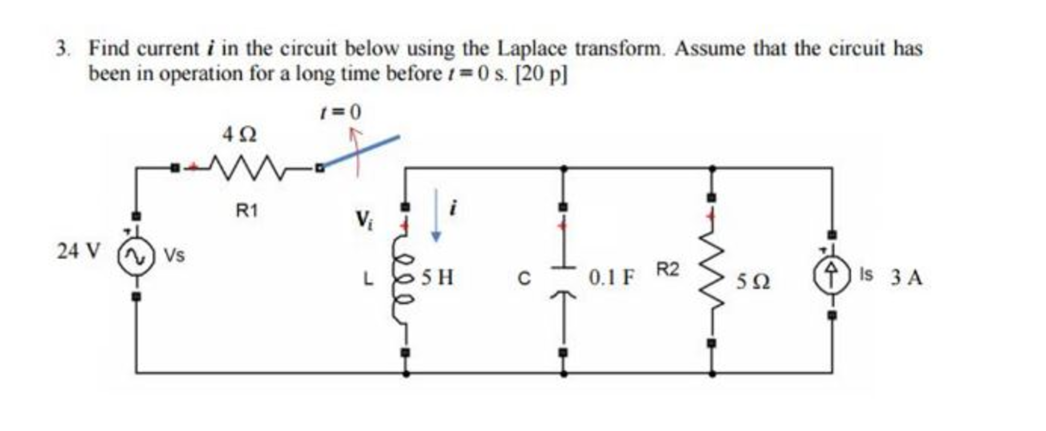 Solved Find current i in the circuit below using the Laplace | Chegg.com