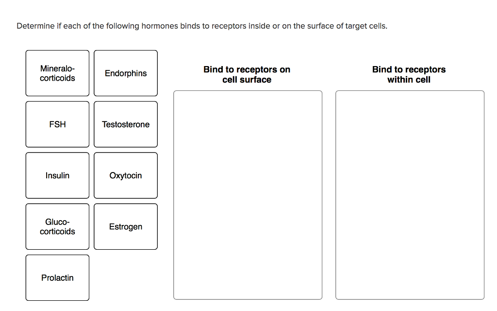 Solved Determine if each of the following hormones binds to | Chegg.com