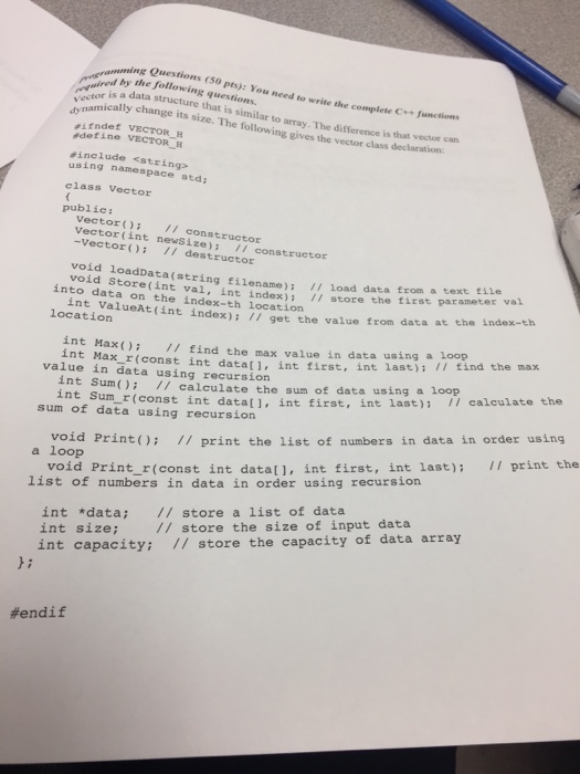 Solved Vector Is A Data Structure That Is Similar To Array Chegg