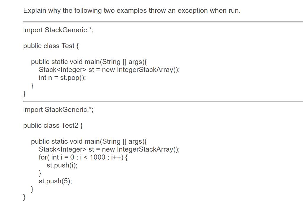 Solved Explain why the following two examples throw an