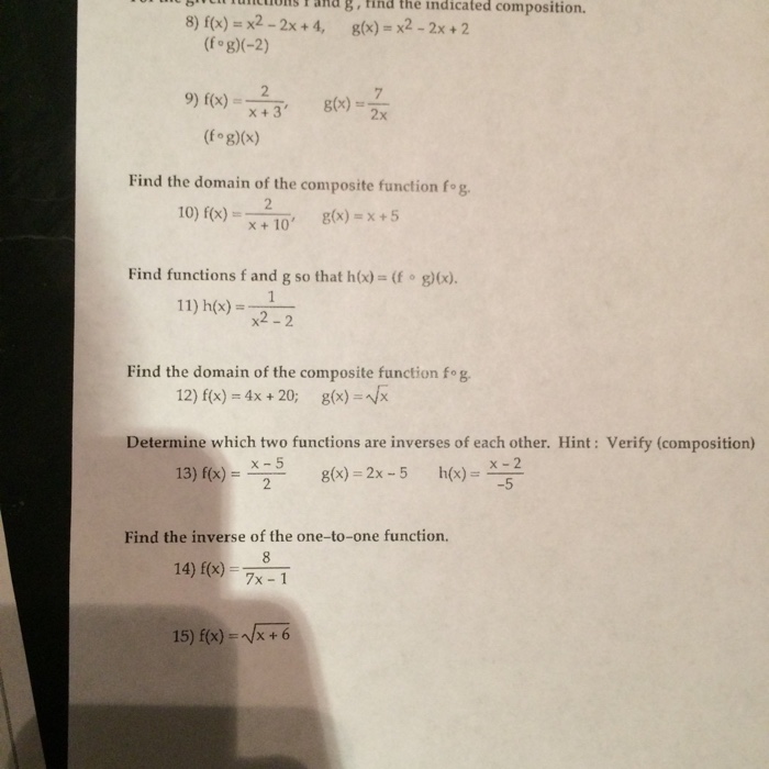 how to find the domain of a composite function f of g