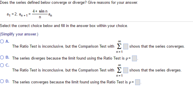 Solved Does the series defined below converge or diverge? | Chegg.com