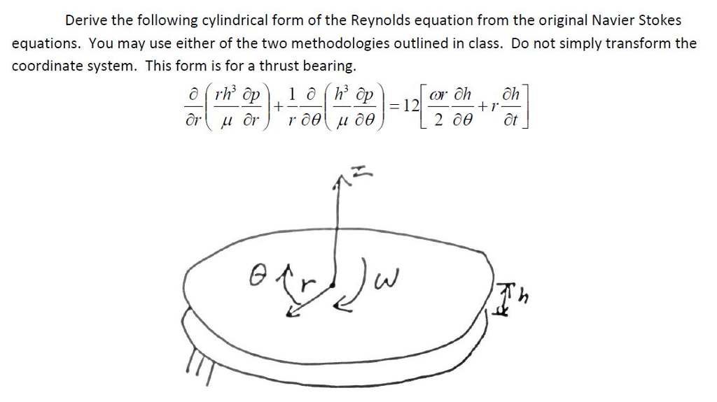 Derive the following cylindrical form of the Reynolds