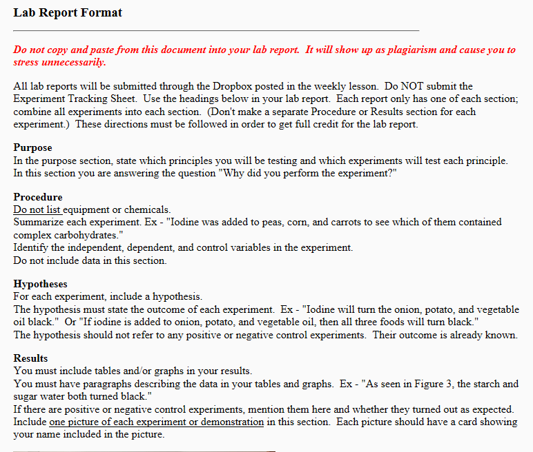 Lab report example hypothesis