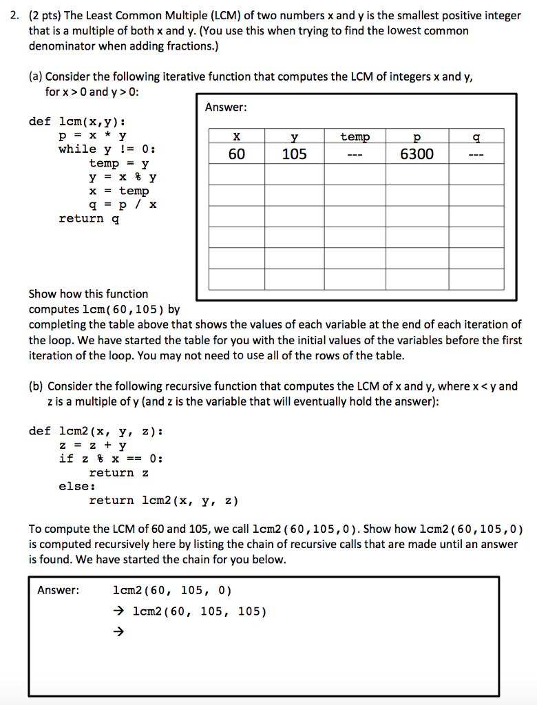 Least Common Multiple With Variables