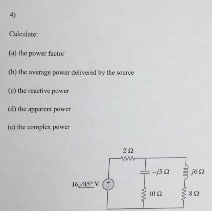 Solved Calculate:(a) The Power Factor (b) The Average Power | Chegg.com