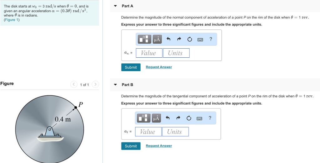 Solved Part A The Disk Starts At Wo-3 Rad S When ?-0, And Is 