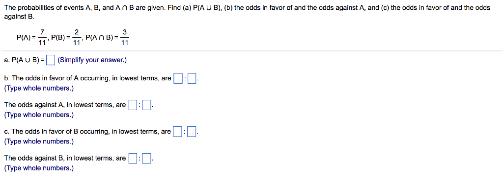 Solved The Probabilities Of Events A, B, And A Intersection | Chegg.com