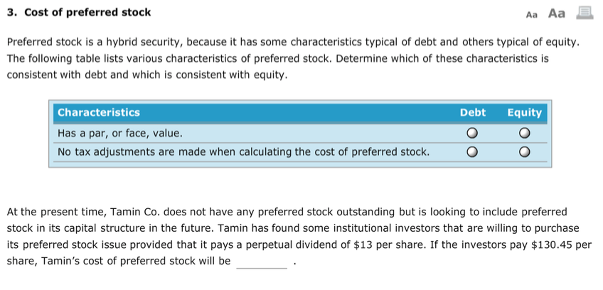 Solved Preferred Stock Is A Hybrid Security Because It Has Chegg