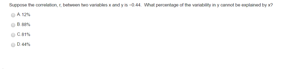 Solved Suppose the correlation, r, between two variables x | Chegg.com