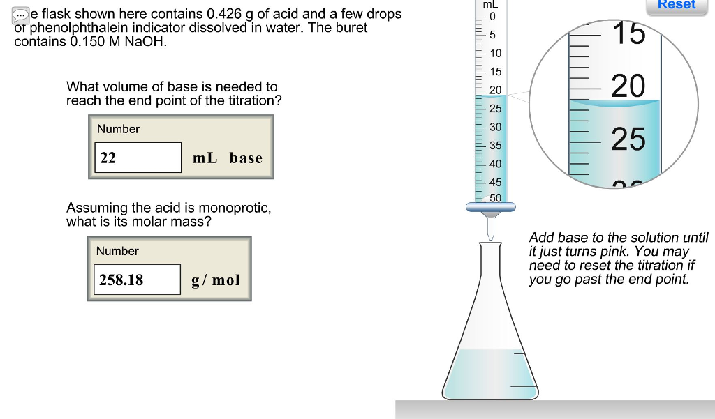 Solved Reset The flask shown here contains 0.426 g of acid | Chegg.com