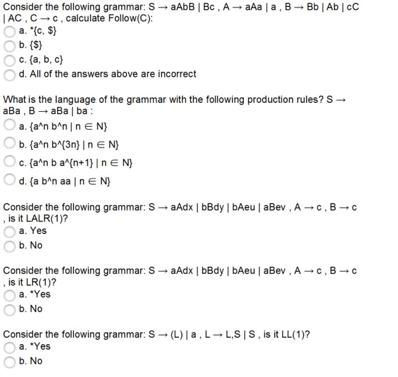 Solved Consider The Following Grammar. S → AAbB Bc , A → AAa | Chegg.com