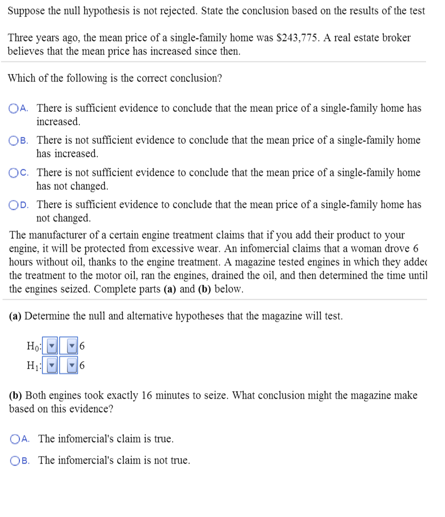 conclusion when null hypothesis is not rejected