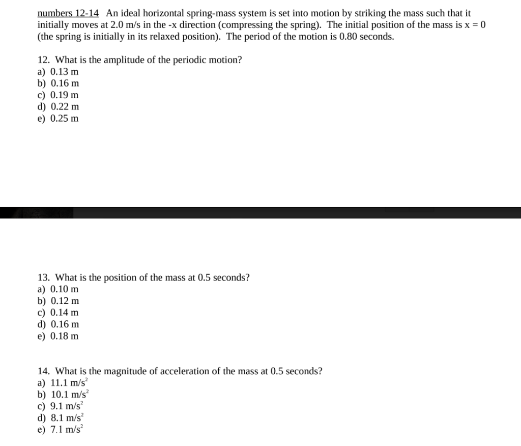 Solved An ideal horizontal spring-mass system is set into | Chegg.com