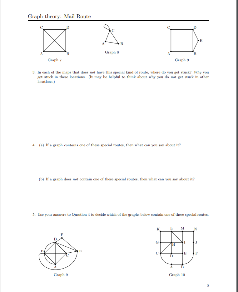 Solved Graph theory: Mail Route 1. Your friend is a mailman. | Chegg.com