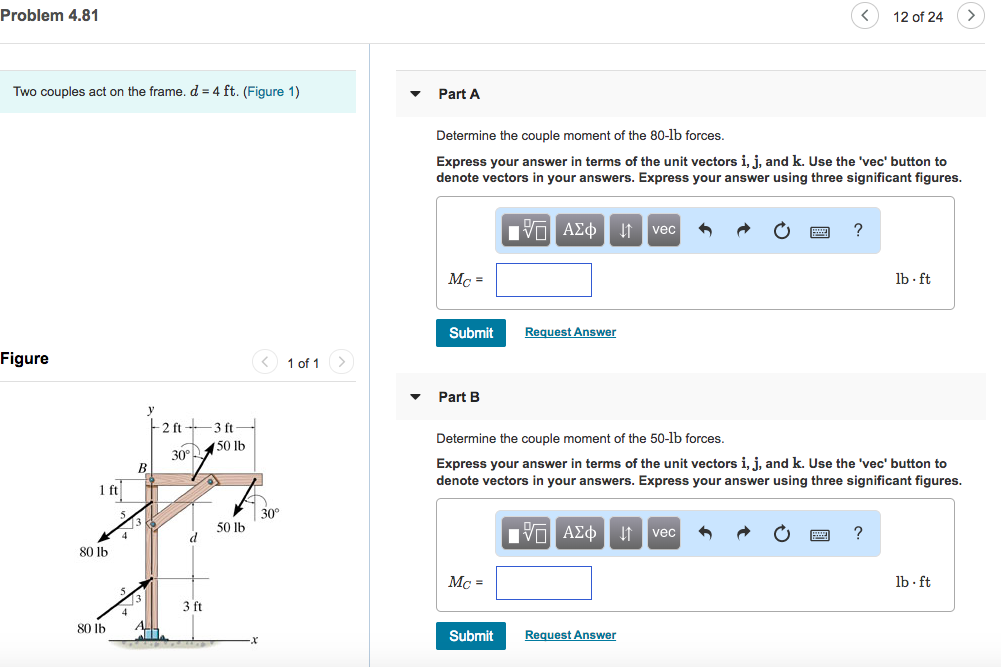 Solved Problem 4.81 12 of 24> Two couples act on the frame. | Chegg.com