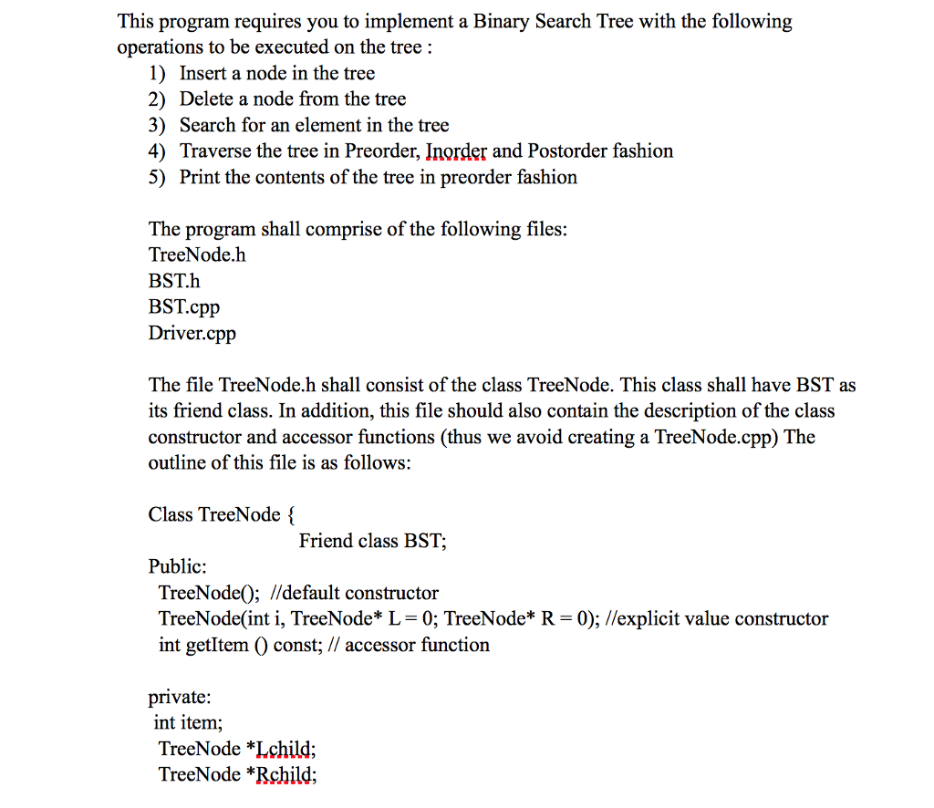 Solved This program requires you to implement a Binary | Chegg.com