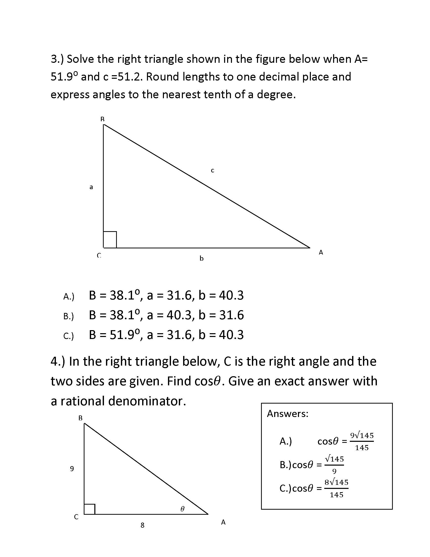 How To Solve A Right Triangle For Abc 24 Solving Right Triangles Youtube What Are The 9109
