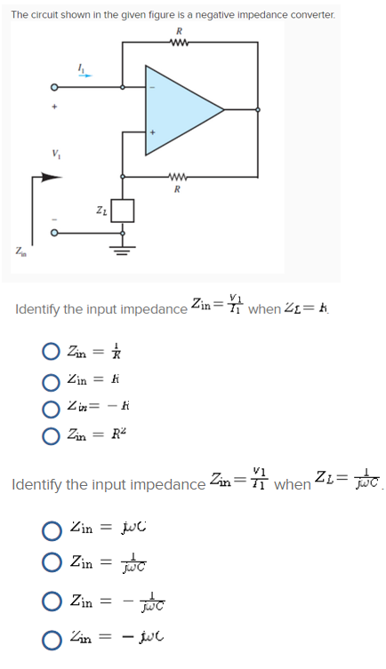 Negative Impedance Converter Circuit Diagram