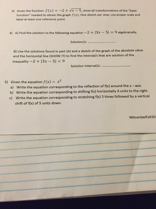Solved given the function f x 2 square root x 5 show chegg