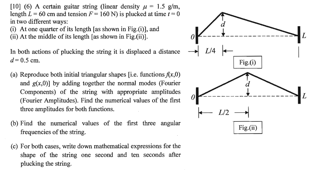 Solved [10] (6) A certain guitar string (linear density μ =