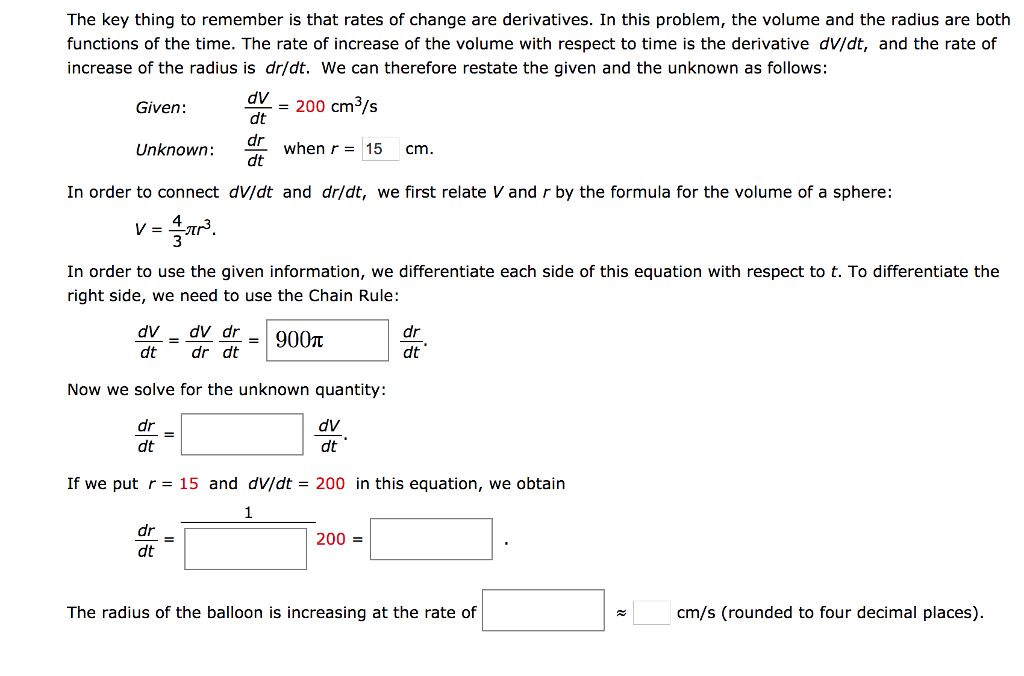 Solved The key thing to remember is that rates of change are | Chegg.com