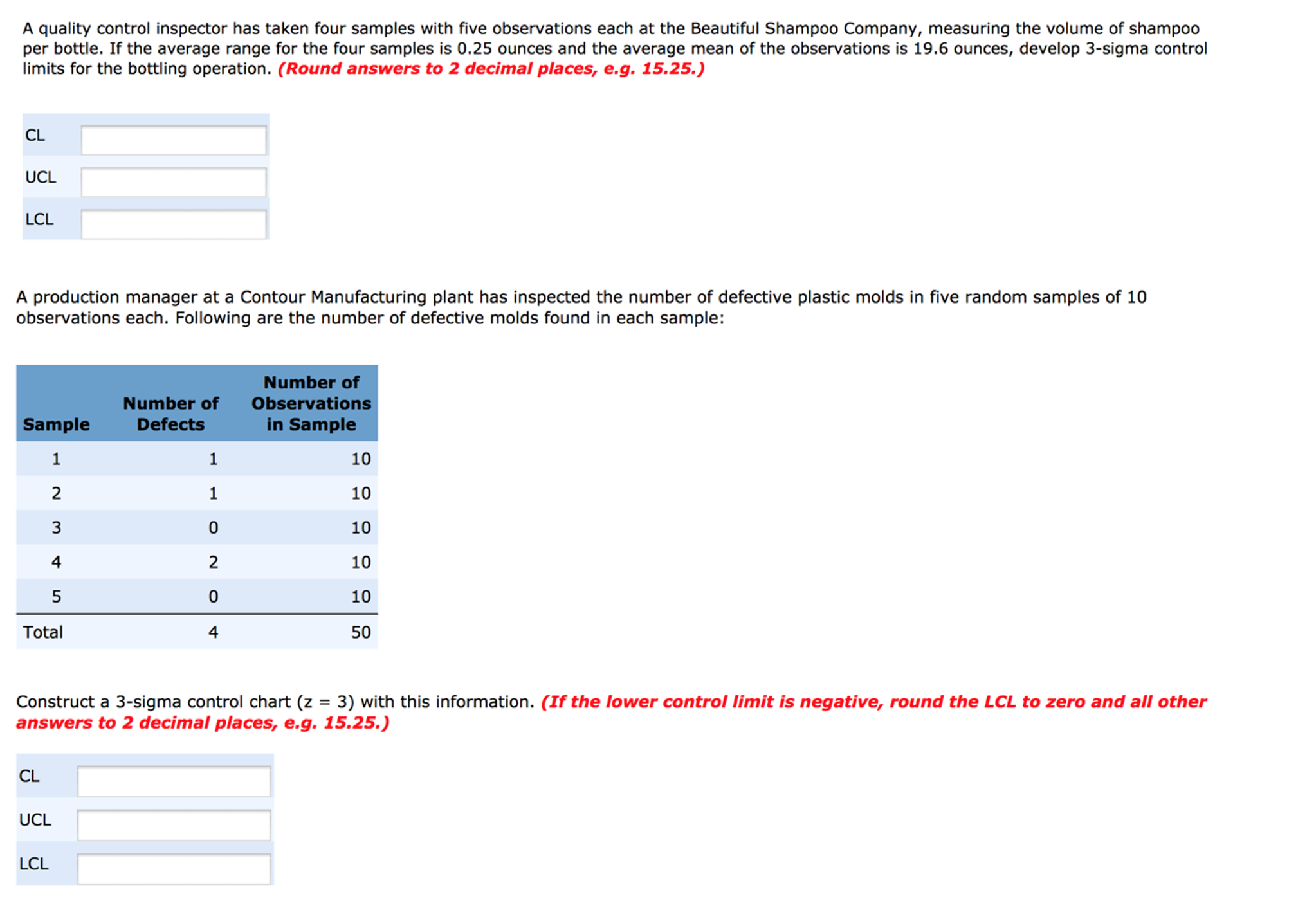 Solved A quality control inspector has taken four samples | Chegg.com