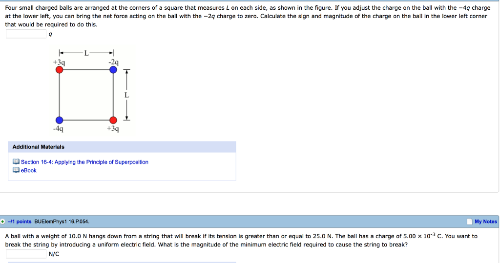 Solved Four small charged balls are arranged at the corners